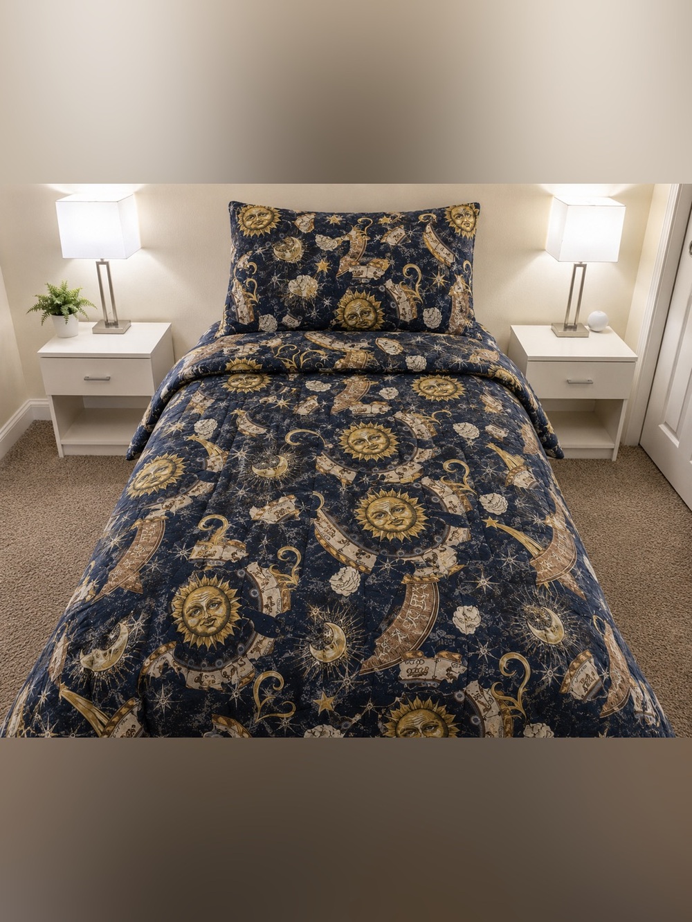 Celestial Sun & Moon Navy Comforter Set - Brand